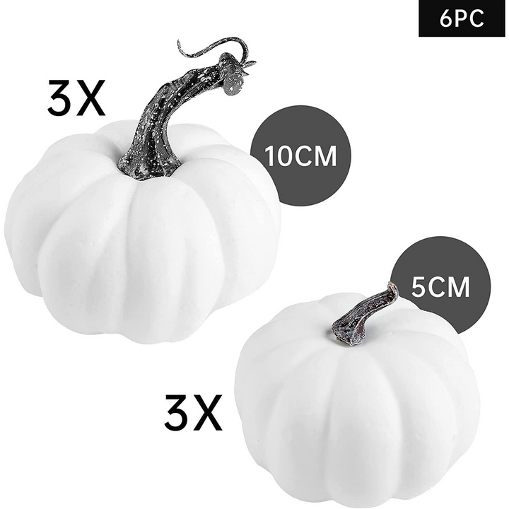 6 White Halloween Foam Pumpkins