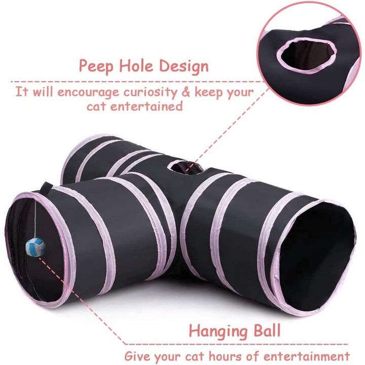 Pink & Black Pop Up Cat Tunnel