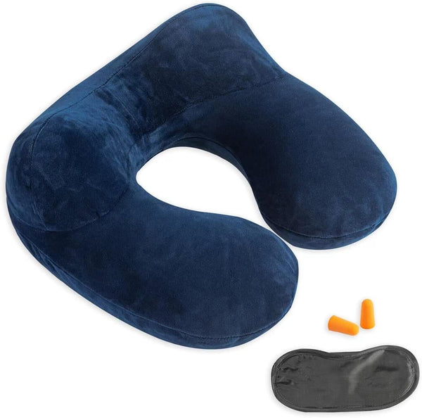 Blue Travel Neck Pillow Set