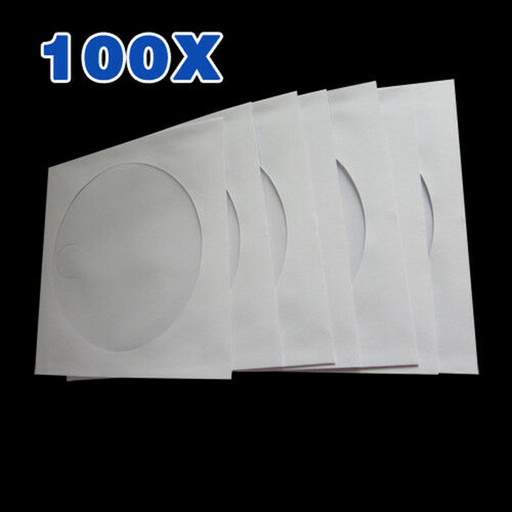 100 CD/DVD Clear Window Wallet Sleeves