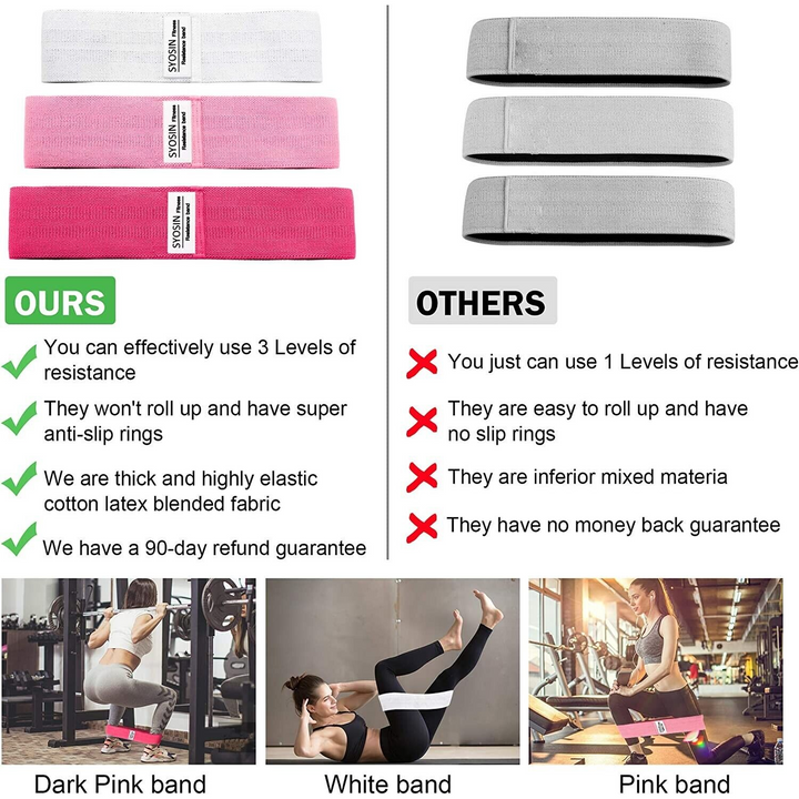 3 Pink Exercise Resistance Bands