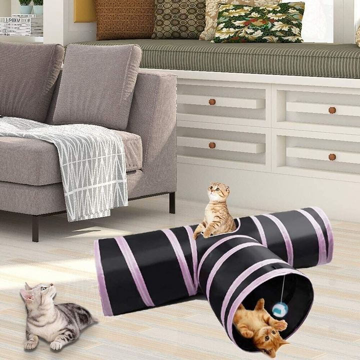 Pink & Black Pop Up Cat Tunnel
