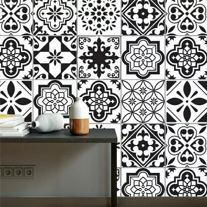 25 Black & White Pattern Tile Stickers