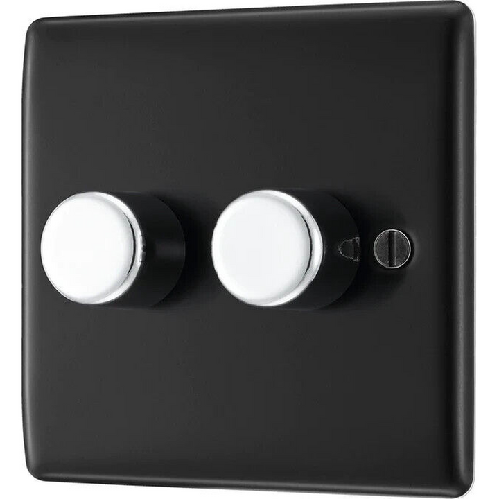 BG Electrical Double Dimmer Black Chrome (200W)