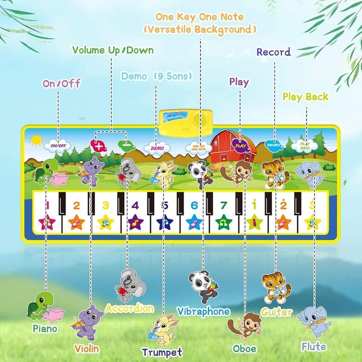 Giant Piano Play Mat Animal & Numbers