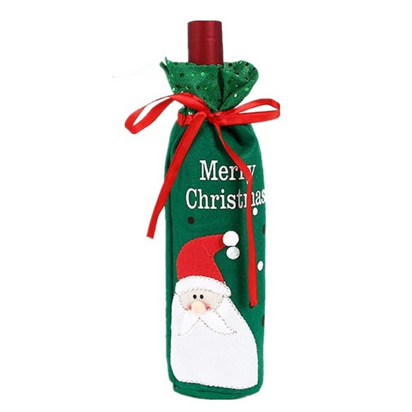Green Santa Wine Bottle Stocking