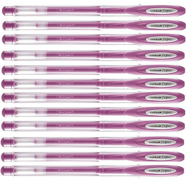 12 Uniball Metallic Violet 0.8mm Medium Rollerball Pens