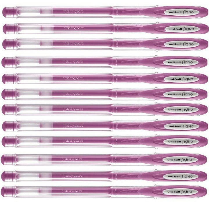 12 Uniball Metallic Violet 0.8mm Medium Rollerball Pens