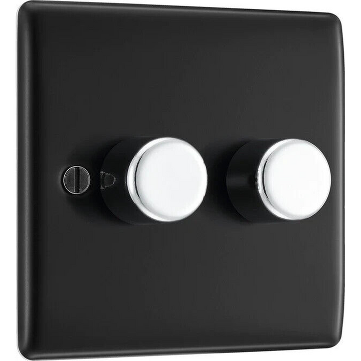 BG Electrical Double Dimmer Black Chrome (200W)