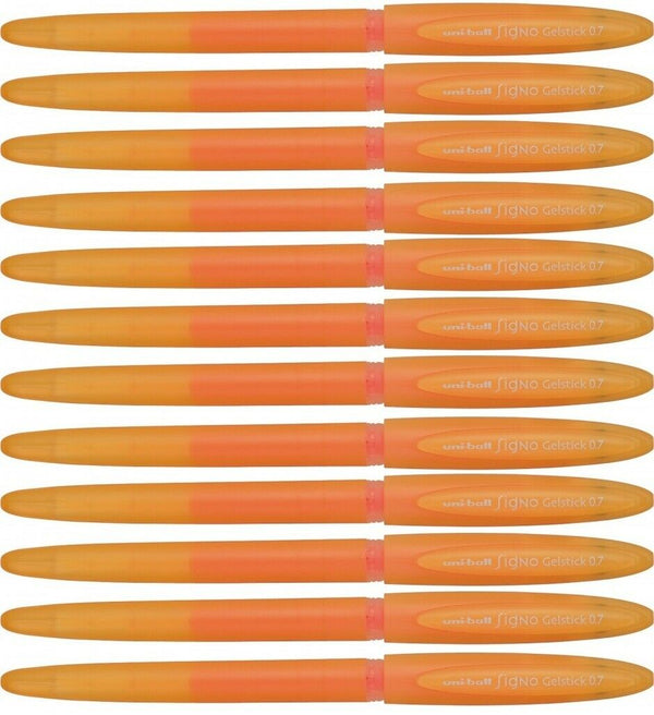 12 Uniball Orange 0.7mm Medium Rollerball Pens