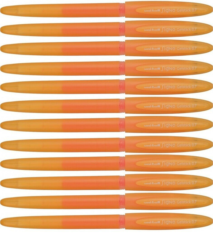 12 Uniball Orange 0.7mm Medium Rollerball Pens