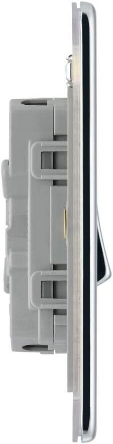 BG Electrical Chrome Screwless Double Light Switch