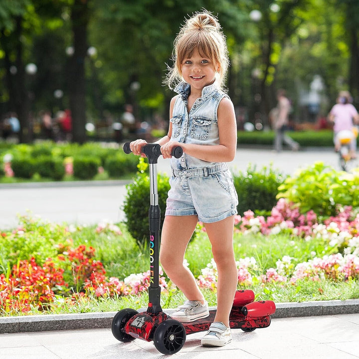Homcom Kids Red Rocket LED Light Scooter