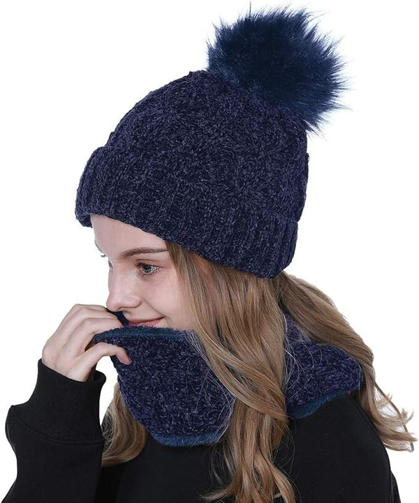 Blue Tacobear Knitted Beanie Bobble Hat