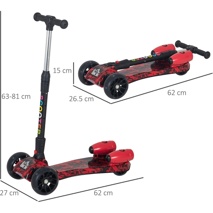 Homcom Kids Red Rocket LED Light Scooter