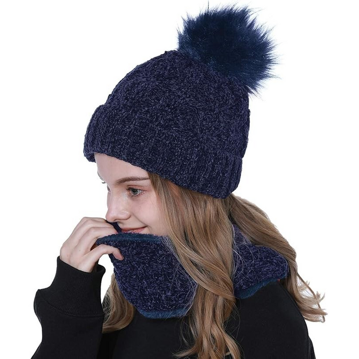 Blue Tacobear Knitted Beanie Bobble Hat
