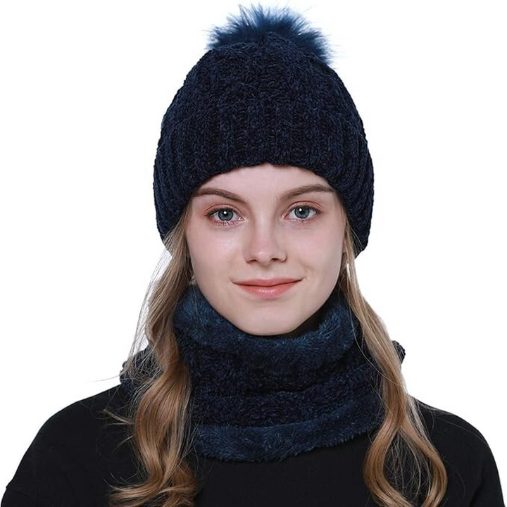 Blue Tacobear Knitted Beanie Bobble Hat