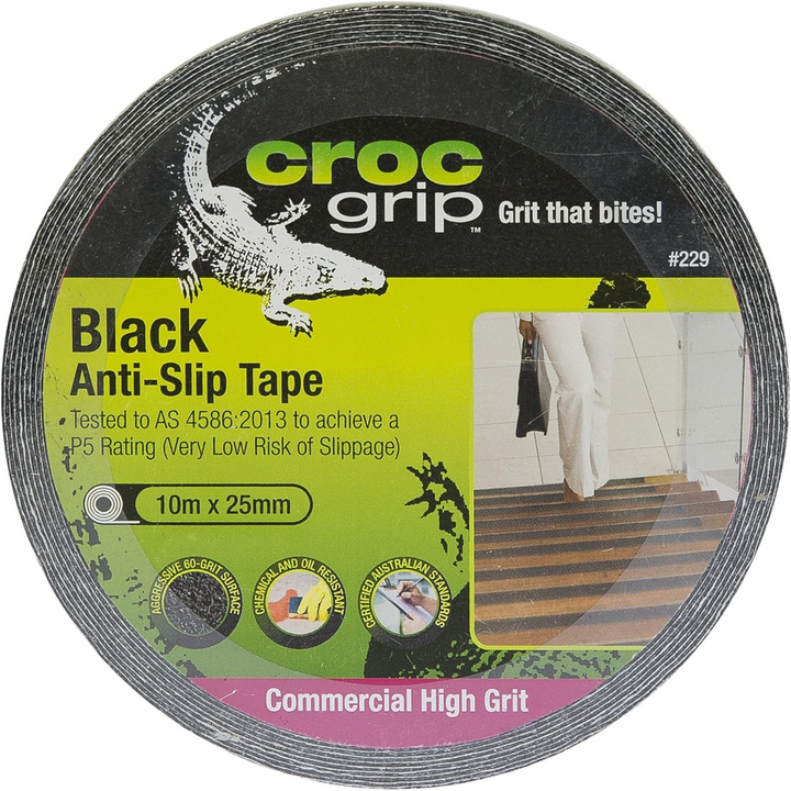 10m Croc Grip Black Anit-Slip 25mm Tape Roll