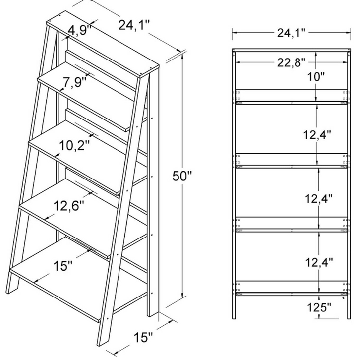Grey Ladder Book Shelf Unit