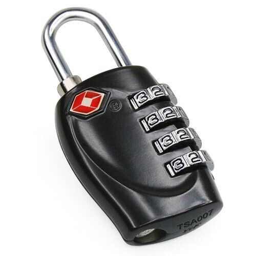 Black TSA Luggage 4-Dial Padlock