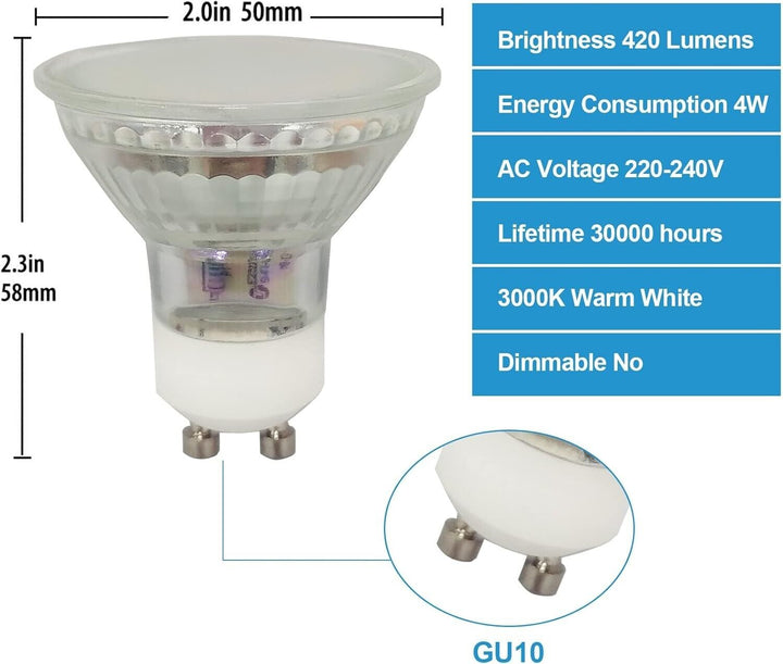 10 Pack GU10 Light Bulbs