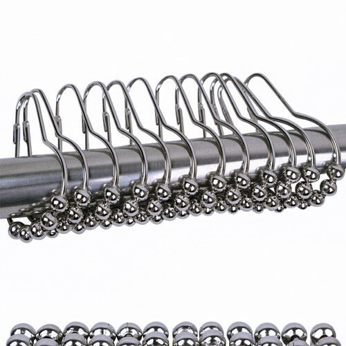 12 Chrome Plated Shower Curtain Hooks