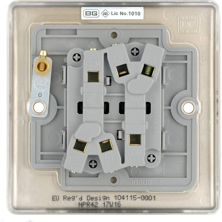 3x BG Electrical Pearl Nickel Double Light Switchs