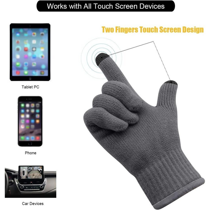 Adult Grey Thermal Knitted Gloves