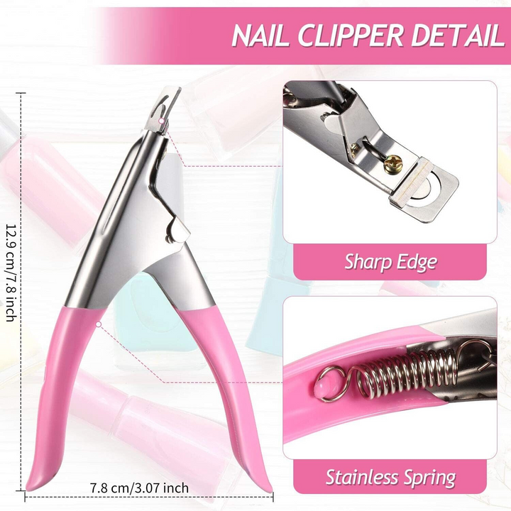 Clear French Nail Tips, Glue & Trimmer Set
