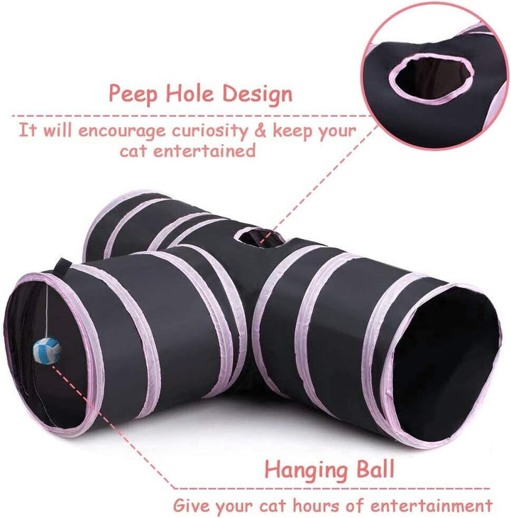 Pink & Black Pop Up Cat Tunnel