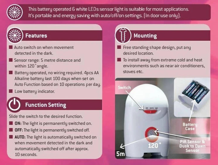 Arlec LED Motion Sensor Battery Operated Nightlight