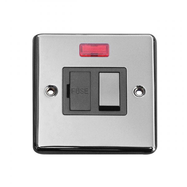 Black Nickel 13A Neon Power Indicator Switched Fuse | Seller Vision
