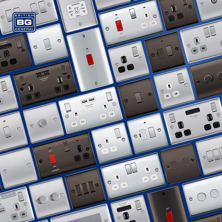 BG Electrical Chrome Screwless Double Light Switch