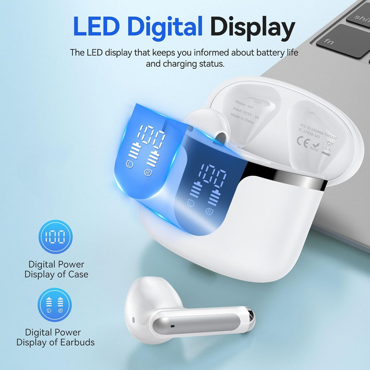 White S47 Wireless Earphones
