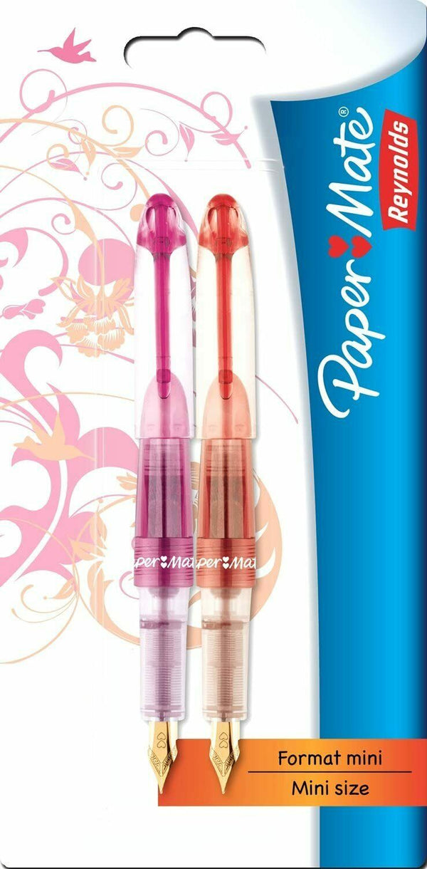 2 Papermate Pink & Orange Mini Fountain Pens