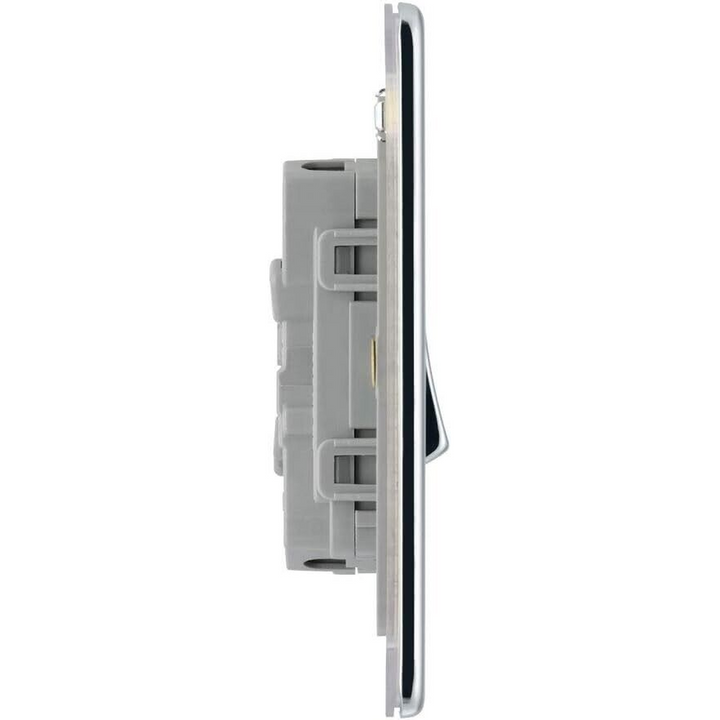 BG Electrical Chrome Screwless Double Light Switch