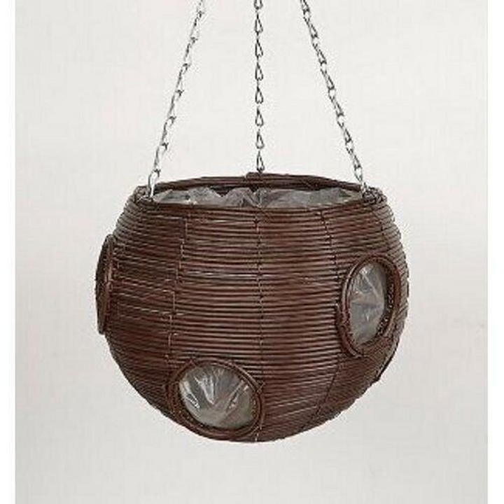 Gardman Rattan Effect 23cm Brown Hanging Ball Basket