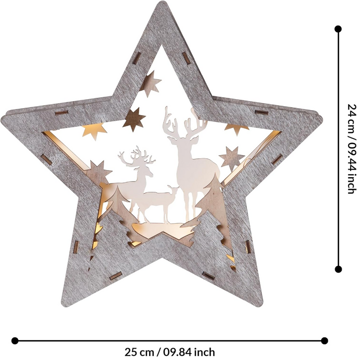 Wooden Star LED Christmas Scene Decoration