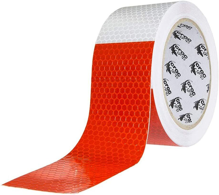 10m Croc Red & White 50mm Reflective Tape