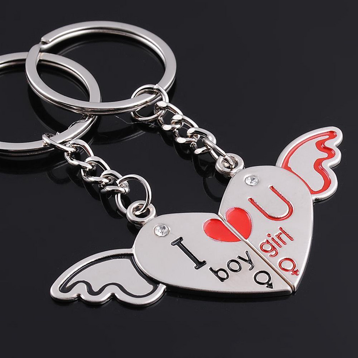 Heart Wings Keyring Set