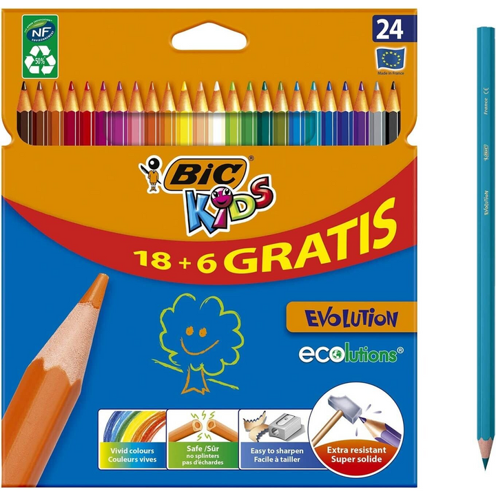 24 Bic Kids Multicoloured Pencils
