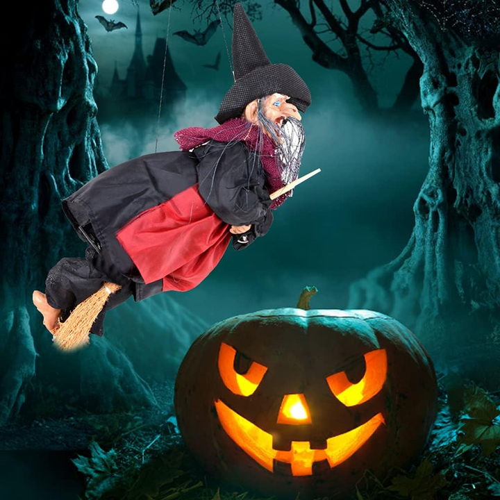 Green Halloween LED Cackling Witch