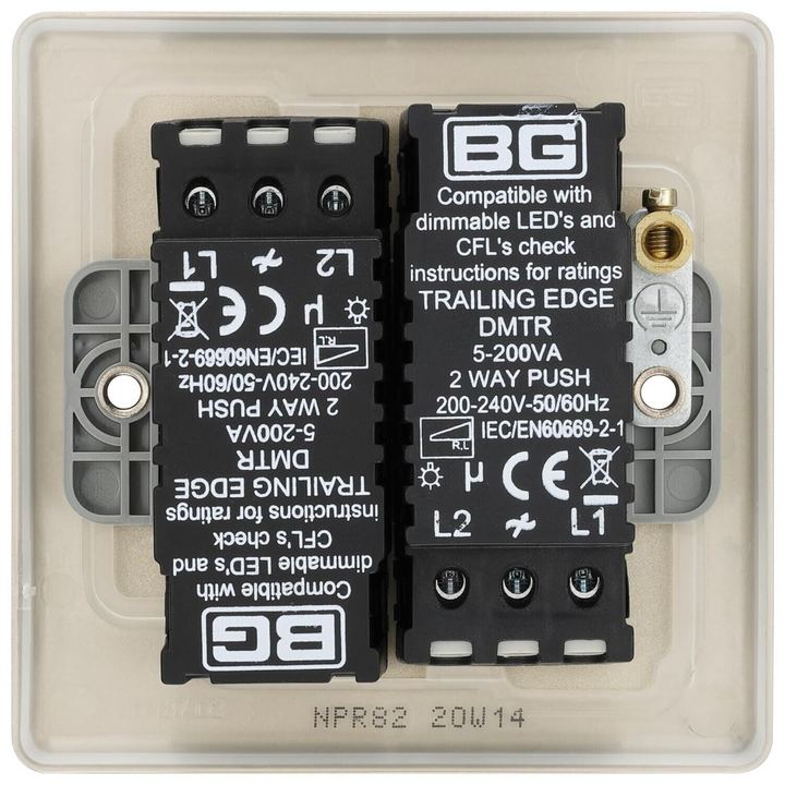 BG Electrical Pearl Nickel Double Dimmer