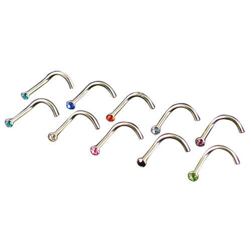 10 Rhinestone Crystal Nose Screws